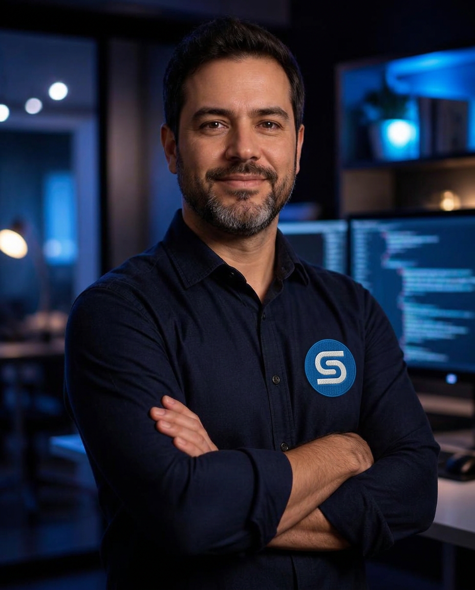 Engenheiro chefe da Siti Tech em seu escritório