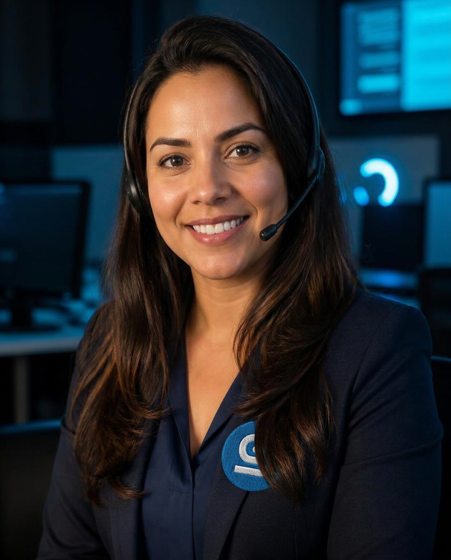 Líder de suporte da Siti Tech com headset