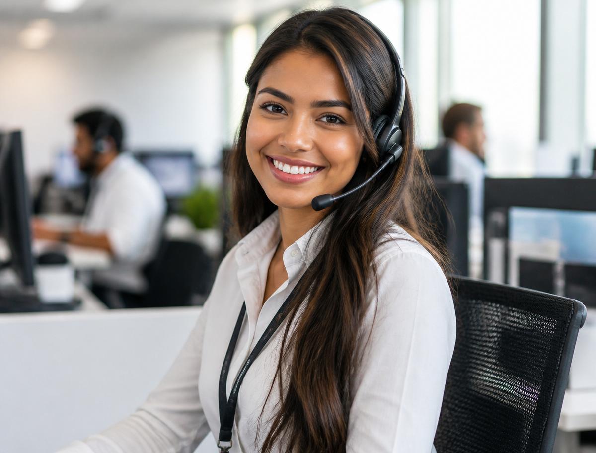 Analista de suporte técnico SITITECH atendendo cliente via headset
